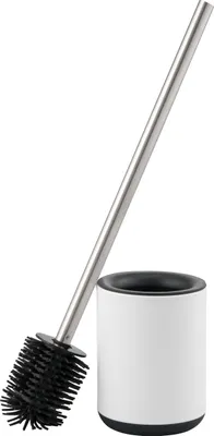 Image de Ensemble brosse WC bremermann BARBENA avec brosse flexible en TPR, manche en acier inoxydable, blanc