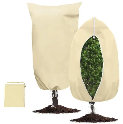 Produktbild von Winterlicher Pflanzenschutz, 80 x 120 cm, Winterschutz für Freilandpflanzen, Winterschutz für Olivenbäume, Topfpflanzen, Palmen, Winterschutz für Palmen, frostsicherer Pflanzensack mit Reißverschluss und Kordelzug (2 Stück, 80 x 120 cm)