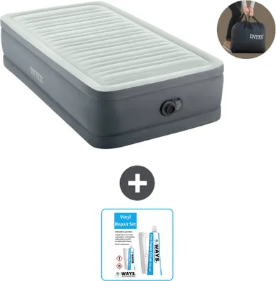 Produktbild von Intex Luftbett - 1 Person - 99 x 191 x 46 cm - Grau - Inklusive Pumpe - Reperaturset