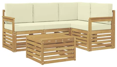 Immagine prodotto di Set divano da esterno vidaXL, 5 pezzi, bianco e crema, 59 x 59 x 37 cm