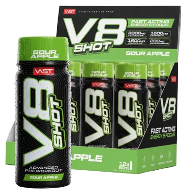 Produktbild von VAST V8 Shot (12x60ml) Sour Apple - Pre-Workout - Pre-Workout Shots
