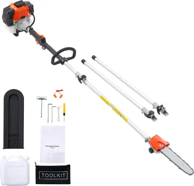 Produktbild von SucceBuy Benzin-Hochentaster, 43ccm 2-Takt Motorsäge, Teleskopsäge mit ausziehbarer Stange von 2,08–3,58 m, 25,4 cm Schwert, 850 ml Tankvolumen, ideal für das Schneiden von Ästen in großer Höhe