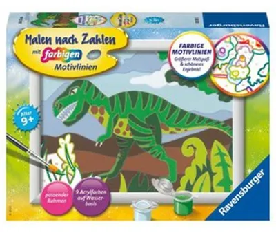 Immagine prodotto di Ravensburger Malen nach Zahlen Hungriger Dinosaurier, Malvorlage, Malset, Malen, Kinder, 20293