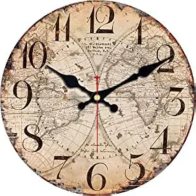 Image de Horloge murale en bois - Design vintage, 34 cm