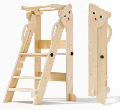 Klappbarer Montessori-Kindertritt, 3-fach höhenverstellbar, 50 kg
