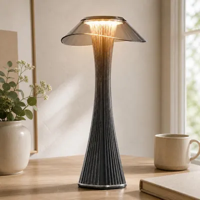 Produktbild von ZMH LED Tischleuchte Akku Touch Dimmbar Rauchgrau Nachttischlampe Tischlampe Moderne für Schlafzimmer Wohnzimmer Büro