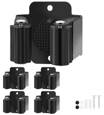 Produktbild von Besenhalter Besenrechen Wischhalter - Wandmontage - 4-teilig - Edelstahl - Schwarz