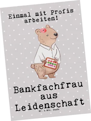 Produktbild von Mr. & Mrs. Panda Postkarte Bankfachfrau Leidenschaft - Grau Pastell - Geschenk, Beruf, Lustig, Ansichtskarte, Ansichtskarten, Postkarten, Spruch, Fotokarte, Ausbildung