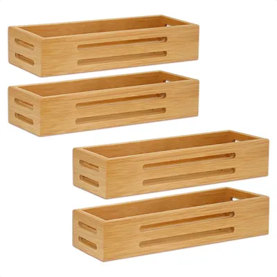 Produktbild von 4-teiliges Gewürzregal aus Bambus, Wandmontage ohne Bohren, geeignet für Schranktüren und Kühlschränke, freistehend oder hängend, selbstklebend oder mit Bohrlöchern.