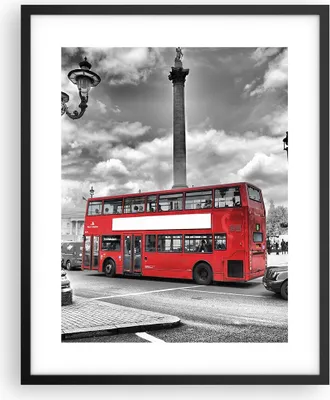 Produktbild von Gerahmtes Poster - Schwarzer Rahmen - Trafalgar Platz Taxi London - 40x50 cm - Wand Bild - Wanddeko - Wandbilder - Wandposter - Bilderrahmen - Bilder - Kunstdruck - Wandbild - P2BPA40x50-0488