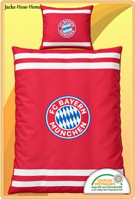 Produktbild von Bettwäsche FC Bayern München Baumwolle Streifen Logo Wappen FCB Gr. 135x200cm