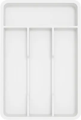 Produktbild von PolkaHome® Besteckkasten 31,5 x 19,8 cm – Besteckorganizer mit 4 Fächern für Schubladen, Weiß
