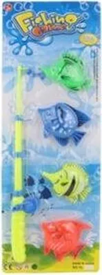 Produktbild von Spielzeug-Angelrute ca. 52 x 18,5 cm mit Magnetfunktion für Wasser inkl. 4 Fische