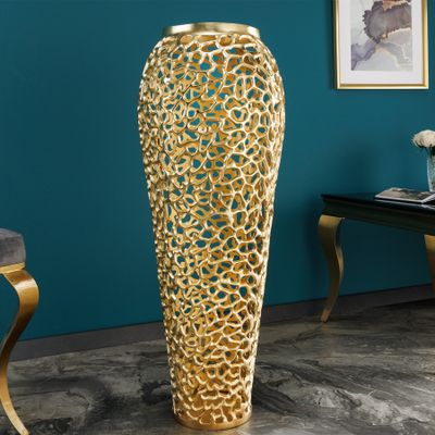 riess-ambiente Filigrane Design XXL Vase ABSTRACT LEAF 90cm gold Blumenvase Dekovase