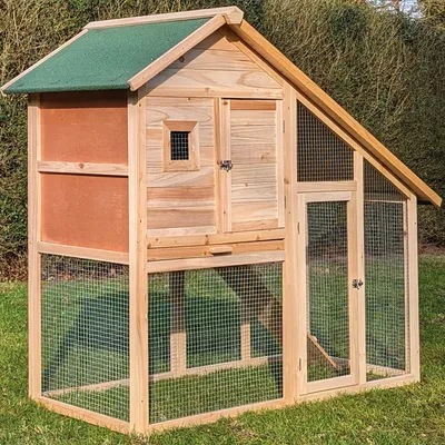 Produktbild von Kaninchenstall Semplice mit Auslauf - Kleintierstall mit Gehege - Winterfest & Wetterfest für Draußen