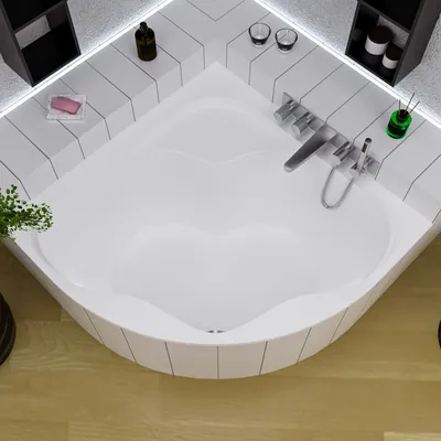 Produktbild von ECOLAM Badewanne Eckwanne Eckbadewanne Acrylwanne SELMA 140x140 cm +Füße symmetrisch Sanitäracryl weiß Ablaufgarnitur Viega Silikon Qualitätswanne