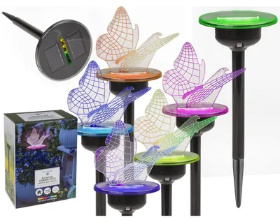 Produktbild von 3D Solar Garden Stick Mystic Butterfly mit Farbwechsel-LED 45cm