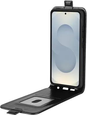 Obrázok produktu pre Vertikálne puzdro typu flip z umelej kože pre Samsung Galaxy S25 Edge 5G, čierne