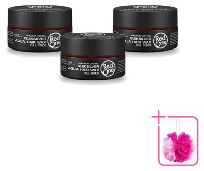 Imagen del producto de 3 unidades de cera para el cabello Red One Quicksilver Aqua - Fijación fuerte y brillo - 150 ml - Paquete económico