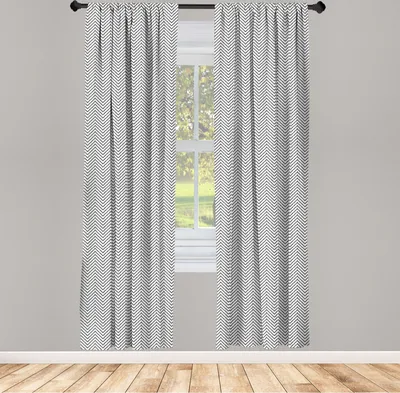 Produktbild von ABAKUHAUS Modern Vorhänge, Gardinen, Geometrisch Dreieck Zick Zack Linien Minimalistisches Abstraktes Muster, 2 Stück 75 x 245 cm, , Schwarz und weiß