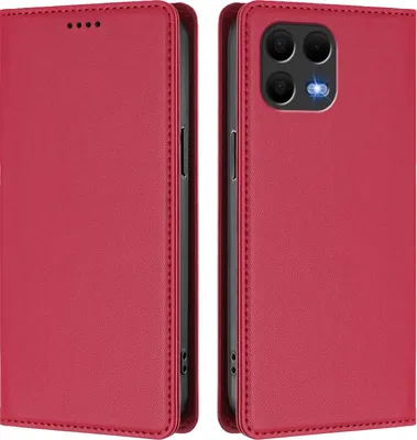 Produktbild von Handyhülle für T-Mobile Revvl 8 Pro/T Phone 3 Pro 5G, Kunstleder Klapphülle Stoßfeste Magnetische Hülle mit Ständer Rot