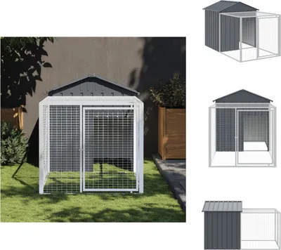 Obrázek produktu pro vidaXL Klec pro slepice s výběhem antracit 117x201x123 cm Pozinkovaná ocel - Příbytky a ohrady pro malá zvířata