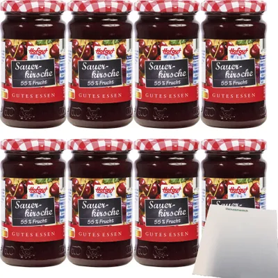 Produktbild von Hofgut Sauerkirsche Fruchtaufstrich VPE (8x250g Glas) + usy Block