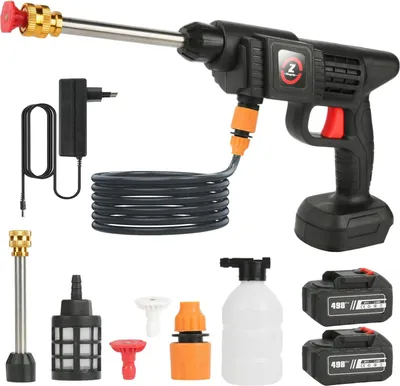 Produktbild von Hochdruck-Wasserpistole, kabelloses Design, multifunktionale Düse, 2 Batterien B, Elektrisch