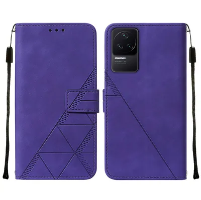 Produktbild von Redmi K50 Hülle, Schlank Prägung Flip Leder Kartenfächer Schutzhülle mit Ständer für Xiaomi Redmi K50 / K50 Pro Lila