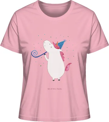 Produktbild von Mr. & Mrs. Panda Oberteil Damen Einhorn Party Größe M - Baumwolle Pink - Geschenk, Club, Basic Shirt, T-Shirt, Geburtstag, Unicorn, Konfetti, Einhörner, Disco, Kurzarmshirt