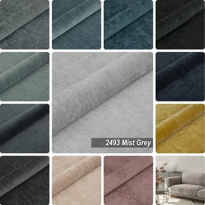 Produktbild von Möbelstoff Polsterstoff | ROSE LAND 2493 | Meterware Möbelstoff Velours Chenille-Stoff | Mist Grey