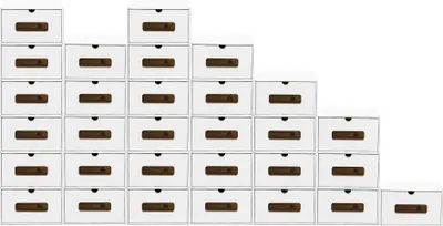 Produktbild von BigDean 30x Schuhaufbewahrung WEISS mit Sichtfenster Aufbewahrungsbox Stapelbar Storage Box Schuhbox Schuhkarton Schuhschachtel Allzweckbox Schublade