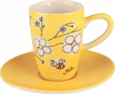 Produktbild von Mila Keramik Espresso-Tasse mit Untertasse Bienenblüte