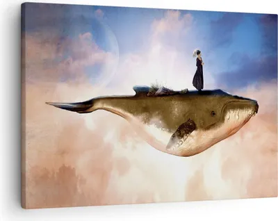 Produktbild von Bild auf Leinwand - Leinwandbild - Einteilig - Wal Frau Himmel - 70x50cm - Wand Bild - Wanddeko - Wandbilder - Leinwanddruck - Bilder - Wanddekoration - Leinwand bilder - Wandbild - AA70x50-5040