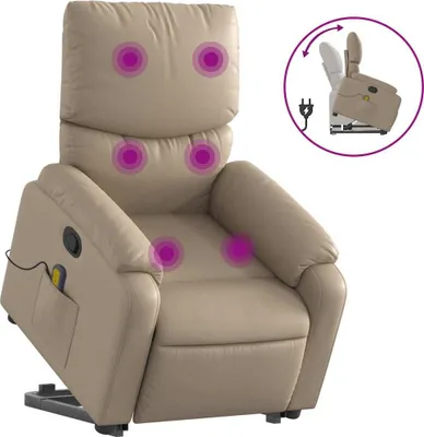 Produktbild von vidaXL Massagesessel mit Aufstehhilfe Cappuccino-Braun Kunstleder
