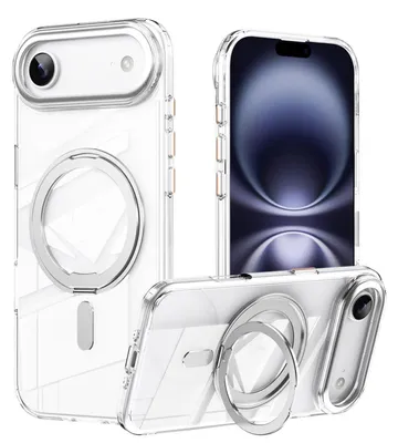 Obrázok produktu pre Ochranné puzdro pre Apple iPhone 17 Air Frosted 360 Ring MagSafe z TPU + PC, strieborné
