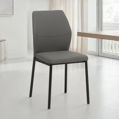 Produktbild von Esszimmersühle GINOVA 4er Set, Grau – Küchenstuhl gepolstert mit Kunstleder Bezug, stabile Beine aus pulverbeschichtetem Metall für Essbereich & Küche