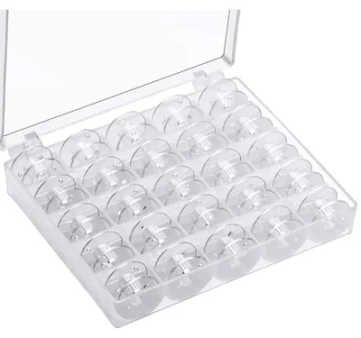 Produktbild von Nähmaschinenspule Spulen Ersatzspulen - 25 Stück - Kunststoff - Transparent mit Aufbewahrungsbox