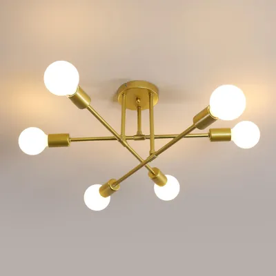 Zdjęcie produktu dla Elegancka, vintage lampa wisząca, sześcioramienna, styl Sputnik