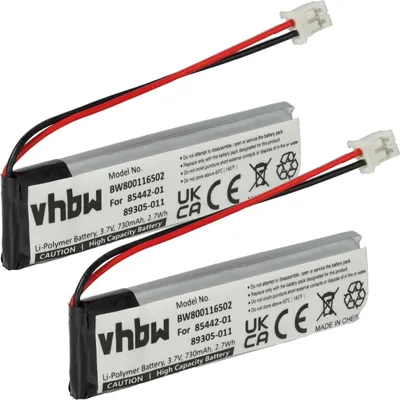Produktbild von vhbw 2x Akku Ersatz für Plantronics 85442-01, 89305-011 für Lautsprecher Boxen Speaker (730 mAh, 3,7 V, Li-Polymer)