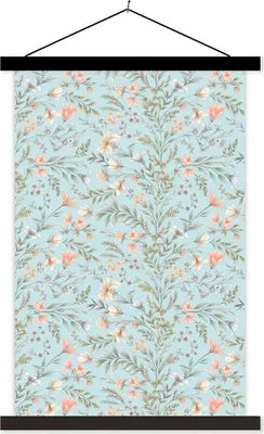 Produktbild von MuchoWow® Textilposter Vintage - Pflanzen - Blumen 40x60 cm mit schwarzem Rahmen - Wanddekorationen