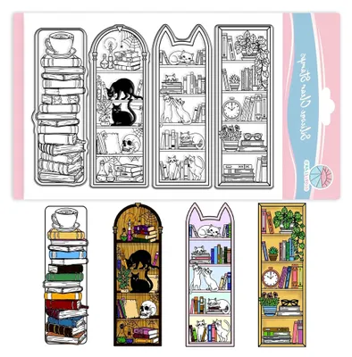 Produktbild von Silikonstempel Katzen Bücherregal Lesezeichen Stempel für Kartenherstellung und Scrapbooking