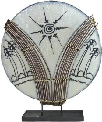 Produktbild von Deko-Leuchte Stimmungsleuchte asiatische Lampe Stehleuchte Tischleuchte Tischlampe Bali Asia PALME weiß groß 46 cm