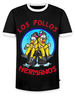 Produktbild von Spreadshirt Breaking Bad Los Pollos Hermanos White Pinkman Männer Kontrast T-Shirt, XXL, Schwarz/Weiß