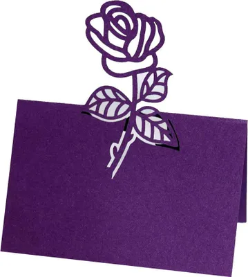 Produktbild von 50pcs Tabelle Name Platzkarten Gunst Nachbildung Rose Schnitt Design Blanko-Karte für Hochzeit Party Sitzplätze Platzkarten(Lila)