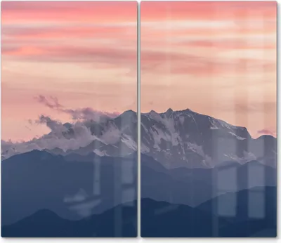 Produktbild von DEQORI Herdabdeckplatte Glas 2-tlg 'Alpenabendglanz' Abdeckplatte Küche Glaskeramikkochfeld Herd