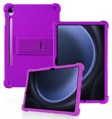 Image de Étui de protection pour tablette Samsung Galaxy Tab S10 FE+ 13,1" (2025), en silicone souple résistant aux chocs, avec support intégré, couleur violet