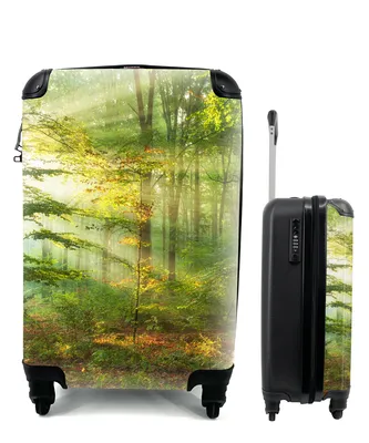 Produktbild von MuchoWow® Koffer Handgepäck Trolley Rollkoffer Kleine Reisekoffer mit 4 Rollen - Sonne - Wald - Bäume - Natur - Herbst - Cabin Size < 55x40x23 cm & 55x40x20 cm - Fotokoffer - Kabinenkoffer - Boardgepäck - Reise-Box - Reisekoffer - Reisegepäck - Koffer mit Bild - Trolley für Kinder