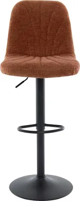 Produktbild von Set aus 2 Barhockern aus strukturiertem Stoff und schwarzem Metall - Höhenverstellbar - Terracotta - LASANDRIA