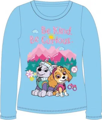 Produktbild von PAW Patrol Langarm- Shirt für Mädchen | 'Be Kind. Be Curious.' | Skye & Everest blau,98